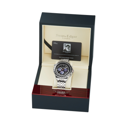 World Timer Mechanical Quartz Hybrid- Steel Matt Black