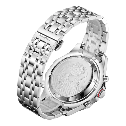 World Timer Mechanical Quartz Hybrid- Steel Matt Orange